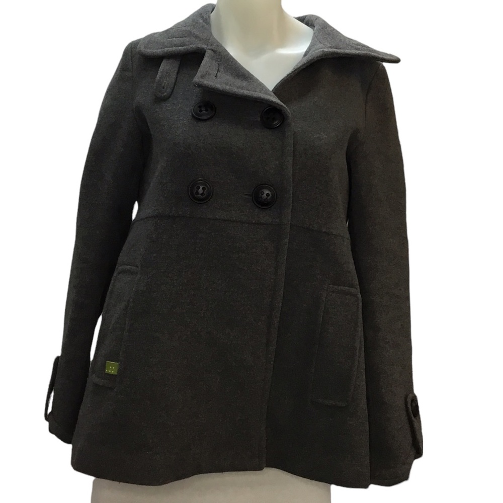 Soia & Kyo Wool Blend Short Pea Coat Double Breasted Gray Medium Women's
